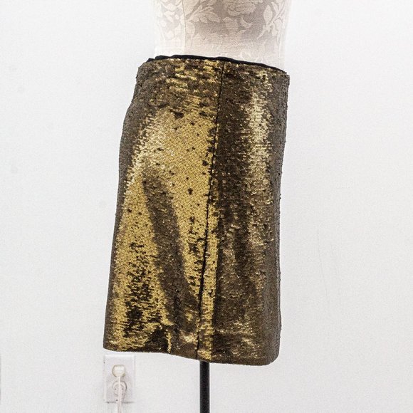 Massimo Dutti M Sequin Mini Skirt Gold Metallic - Picture 4 of 8
